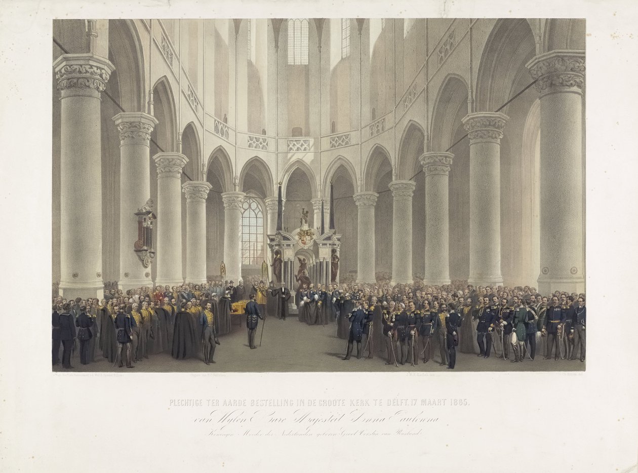 A néhai Őfelsége Anna Paulowna holland anyakirálynő, Oroszország nagyhercegnőjének ünnepélyes temetése a delfti Groote Kerkben 1865. március 17-én (cím a tárgyon) alkotó: Charles Billoin