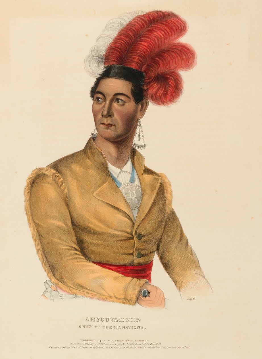 AHYOUWAIGHS. A HAT NEMZET FŐNÖKE, az Észak-Amerika indián törzseinek története című könyvből. alkotó: Charles Bird King