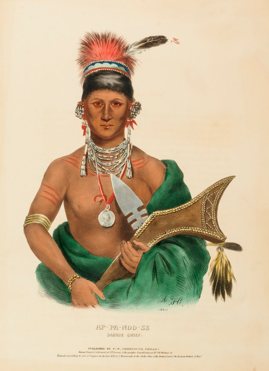 AP-PA-NOO-SE. SAUKIE CHIEF, az Észak-Amerika indián törzseinek történetéből alkotó: Charles Bird King