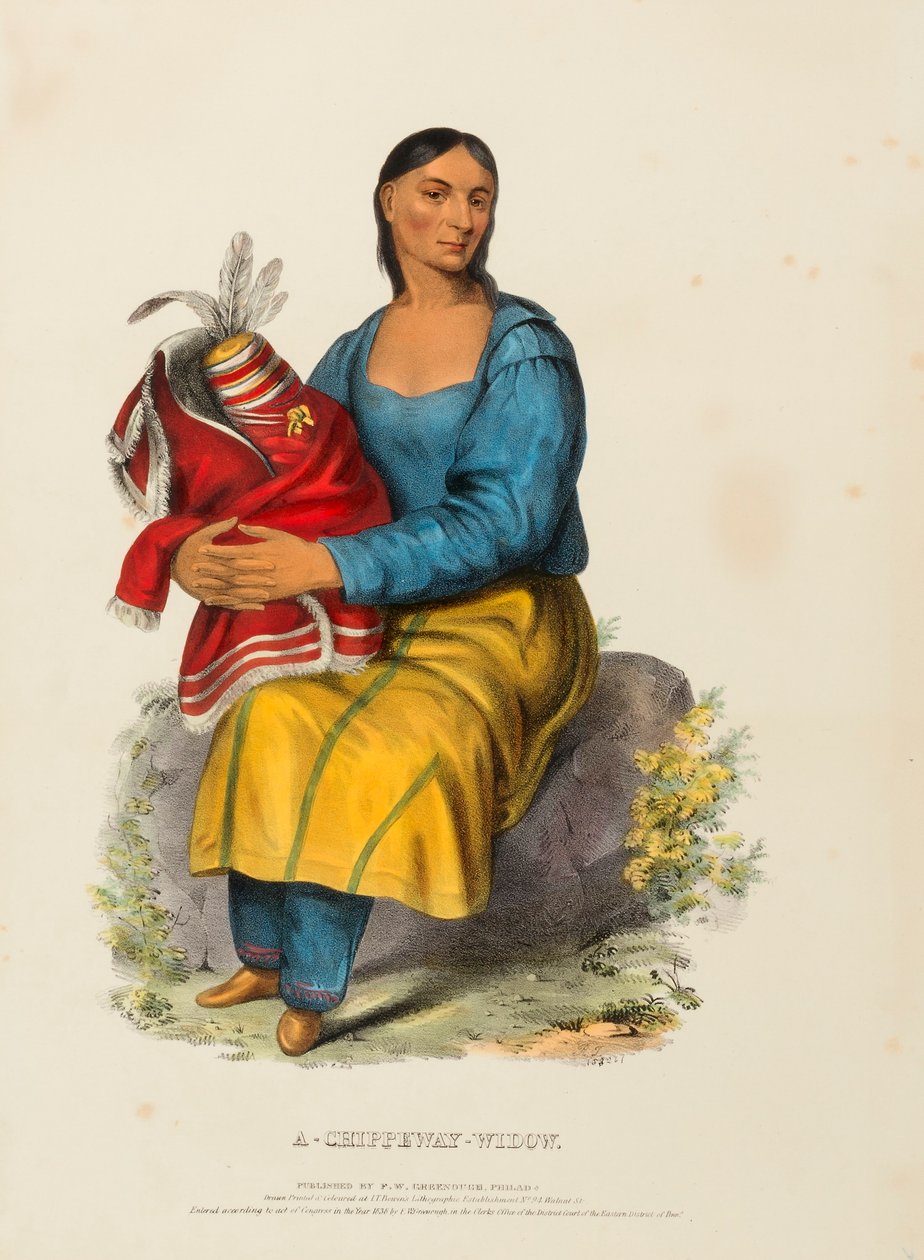 A CHIPPEWAY WIDOW., az Észak-Amerika indián törzseinek története című könyvből. alkotó: Charles Bird King