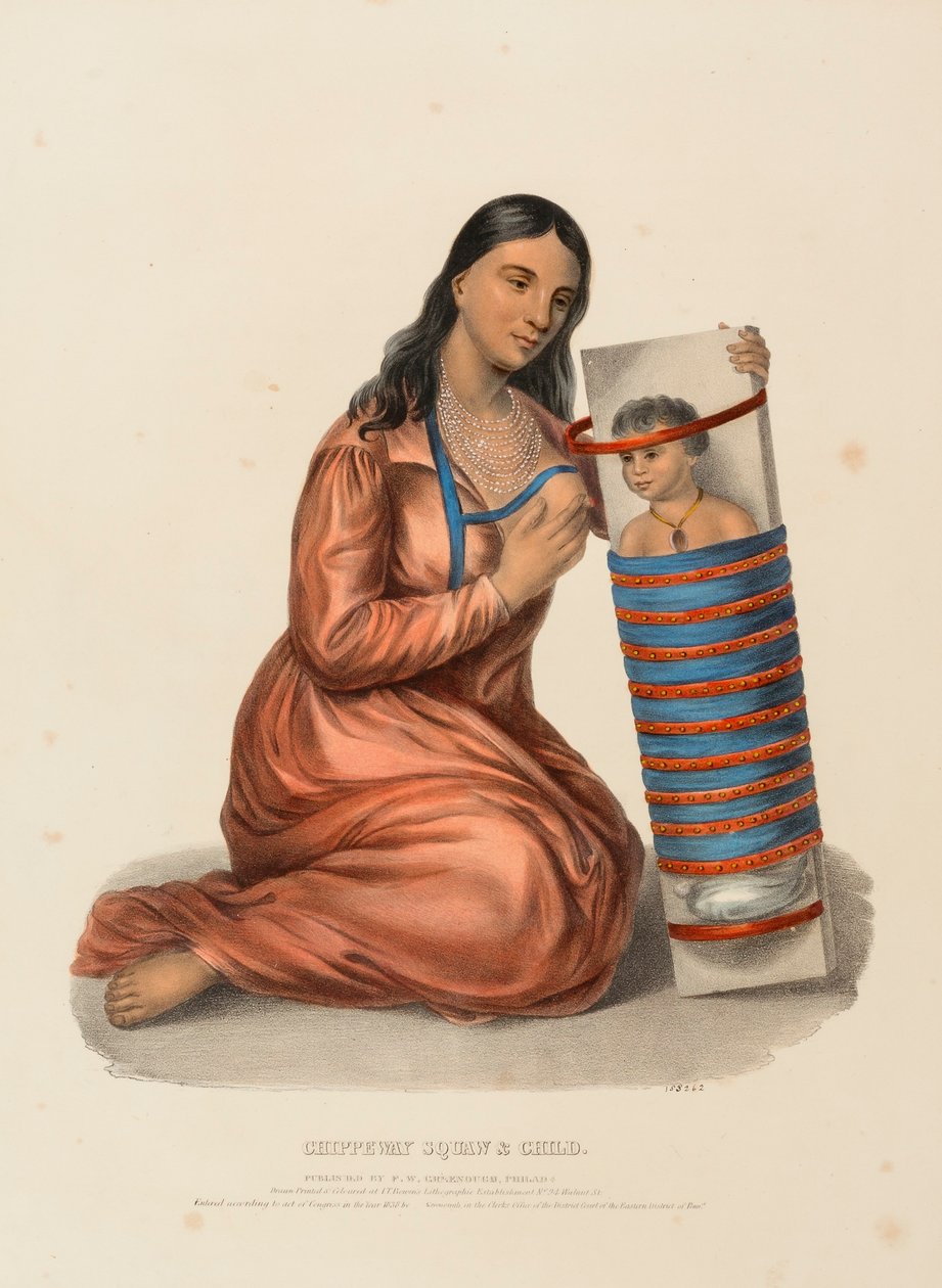 CHIPPEWAY WOMAN  CHILD, az Észak-Amerika indián törzseinek történetéből alkotó: Charles Bird King
