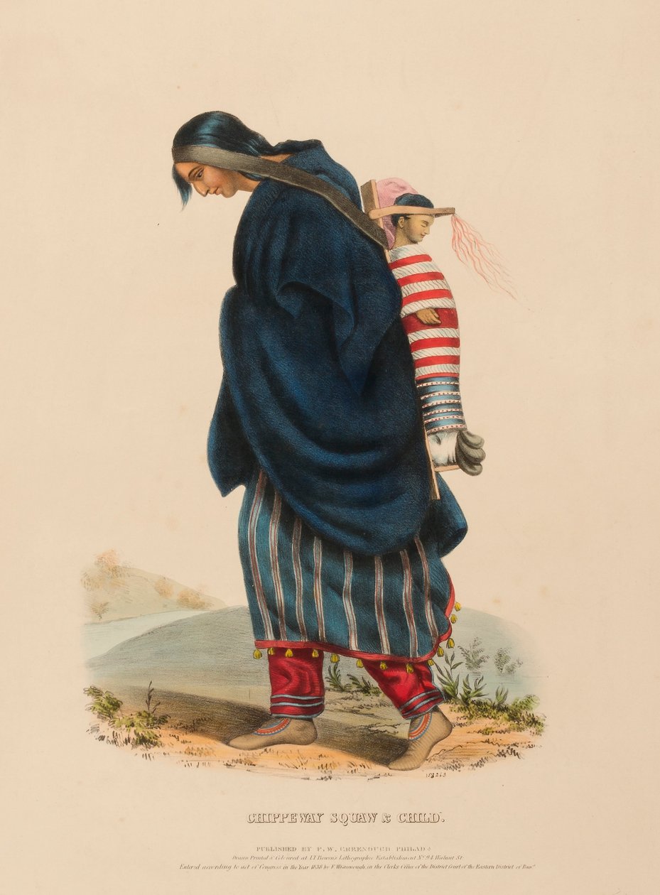 CHIPPEWAY WOMAN  CHILD, az Észak-Amerika indián törzseinek történetéből alkotó: Charles Bird King