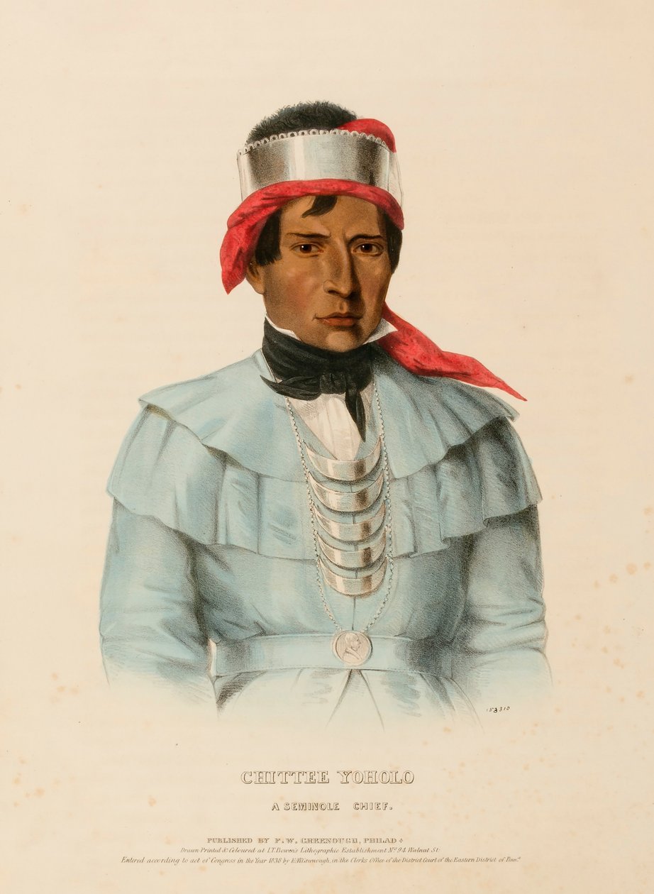 CHITTEE-YOHOLO. A SEMINOLE CHIEF., az Észak-Amerika indián törzseinek történetéből alkotó: Charles Bird King