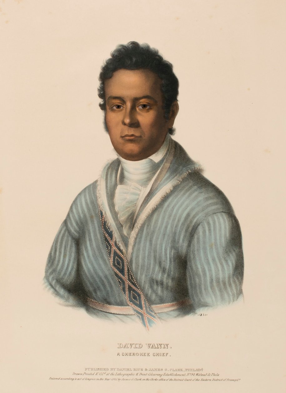 DAVID VANN. A CHEROKEE CHIEF., az Észak-Amerika indián törzseinek története című könyvből. alkotó: Charles Bird King