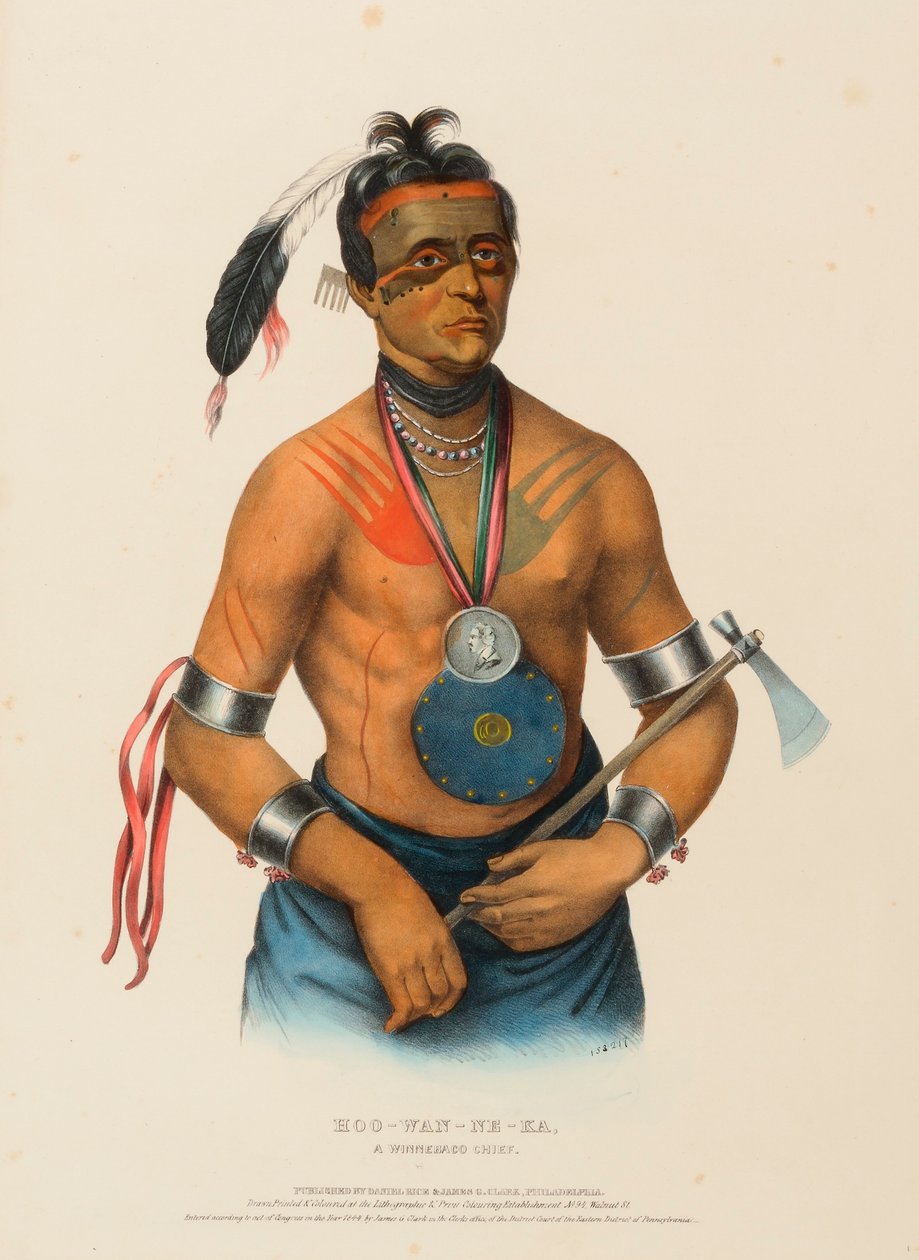HOO-WAN-NE-KA, A WINNEBAGO CHIEF., az Észak-Amerika indián törzseinek története c. könyvből alkotó: Charles Bird King