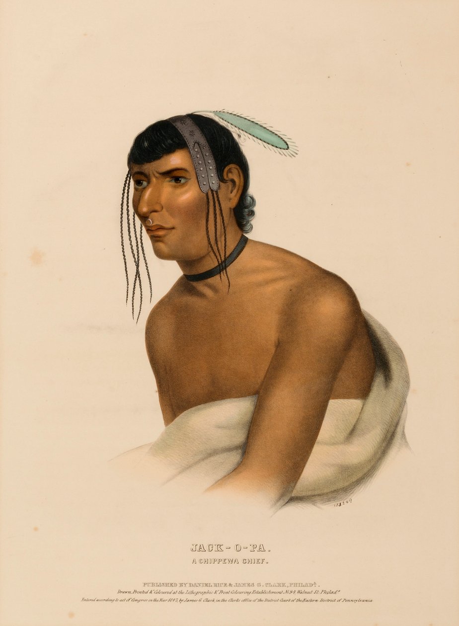 JACK-O-PA. A CHIPPEWA CHIEF., az Észak-Amerika indián törzseinek története című könyvből. alkotó: Charles Bird King