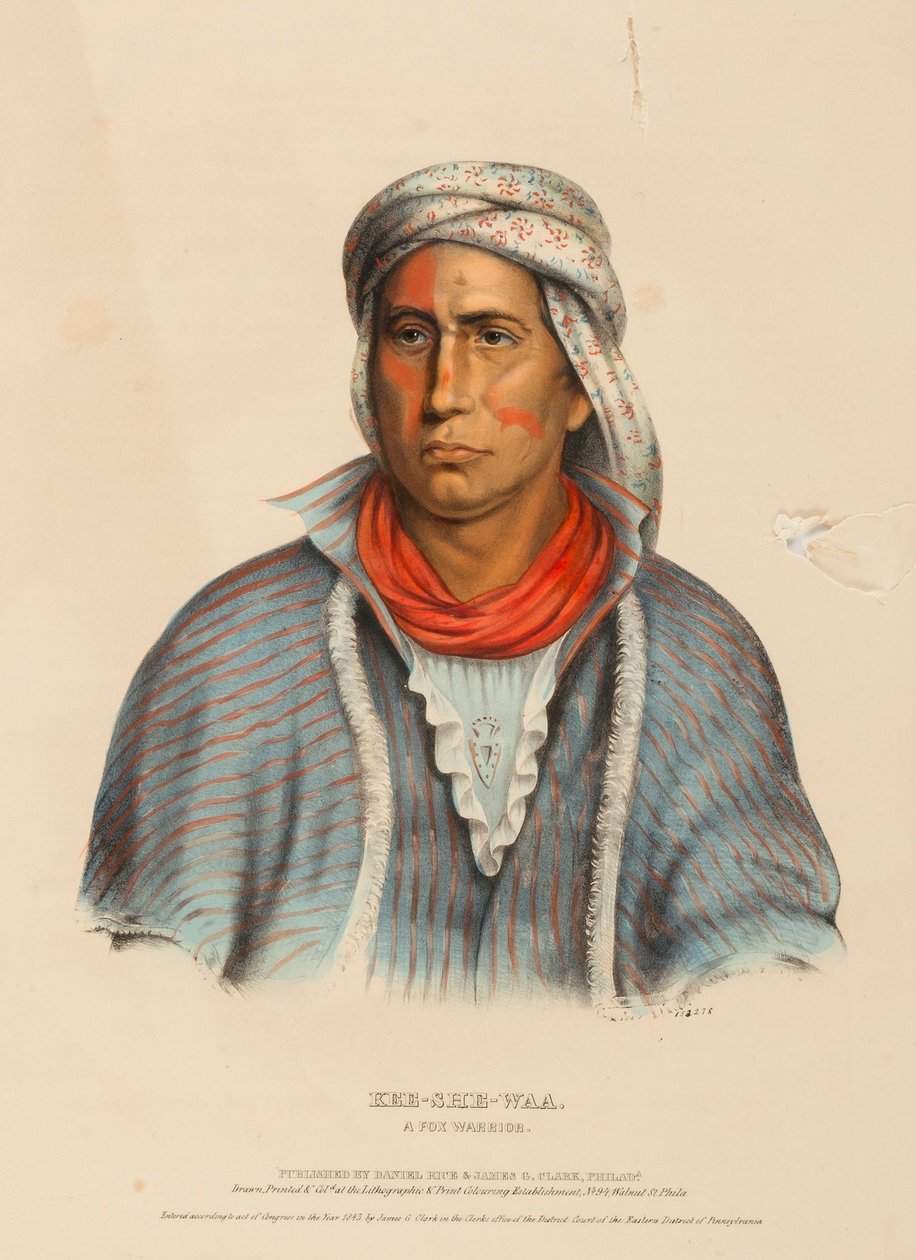 KEE-SHE-WAA. A FOX WARRIOR., az Észak-Amerika indián törzseinek története című könyvből. alkotó: Charles Bird King
