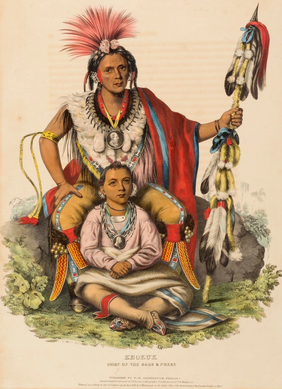 KEOKUK. A SACS ÉS FOXES FŐNÖKE, az Észak-Amerika indián törzseinek története című könyvből. alkotó: Charles Bird King