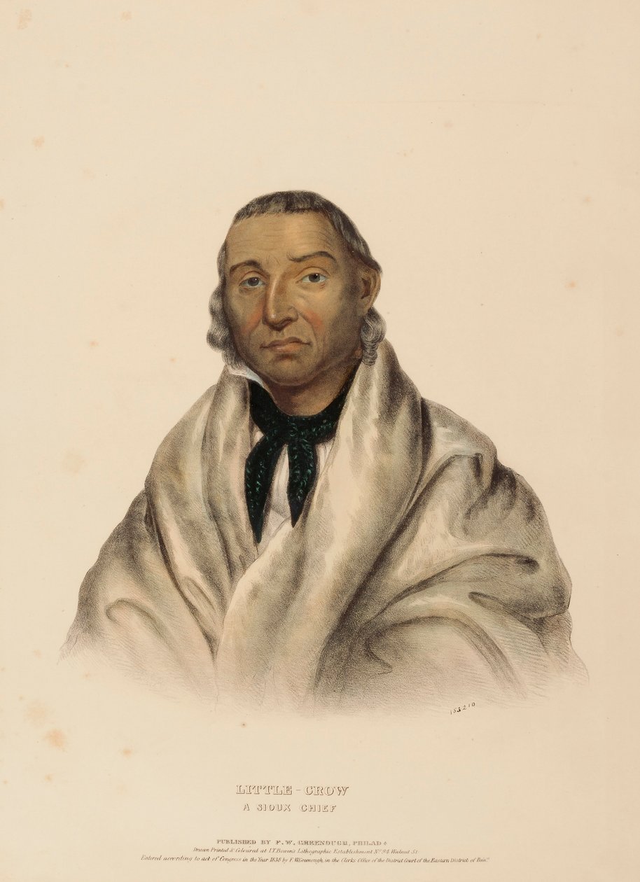 LITTLE CROW. A SIOUX CHIEF, az Észak-Amerika indián törzseinek története című könyvből. alkotó: Charles Bird King