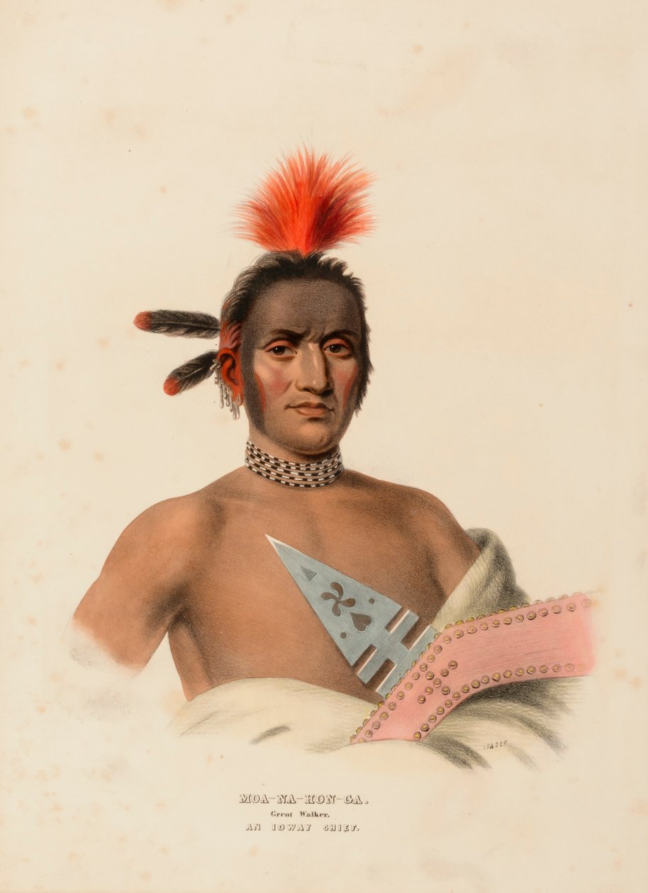 MOA-NA-HON-GA. NAGY VÁNDOR. Egy iowai törzsfőnök, az Észak-Amerika indián törzseinek története című könyvből. alkotó: Charles Bird King