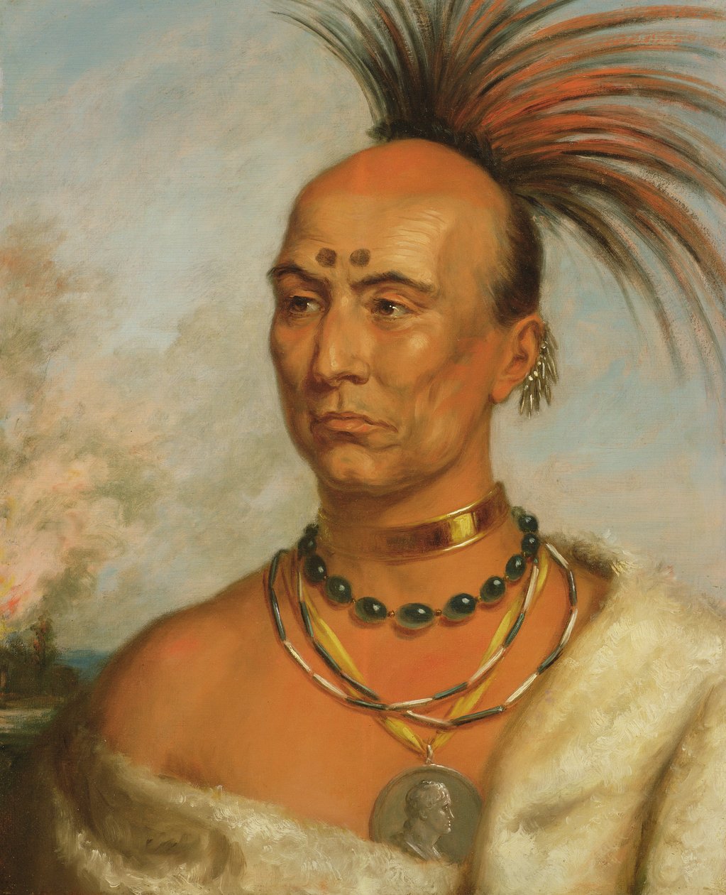 Makataimeshekiakiak (Fekete Sólyom) 1853 körül alkotó: Charles Bird King