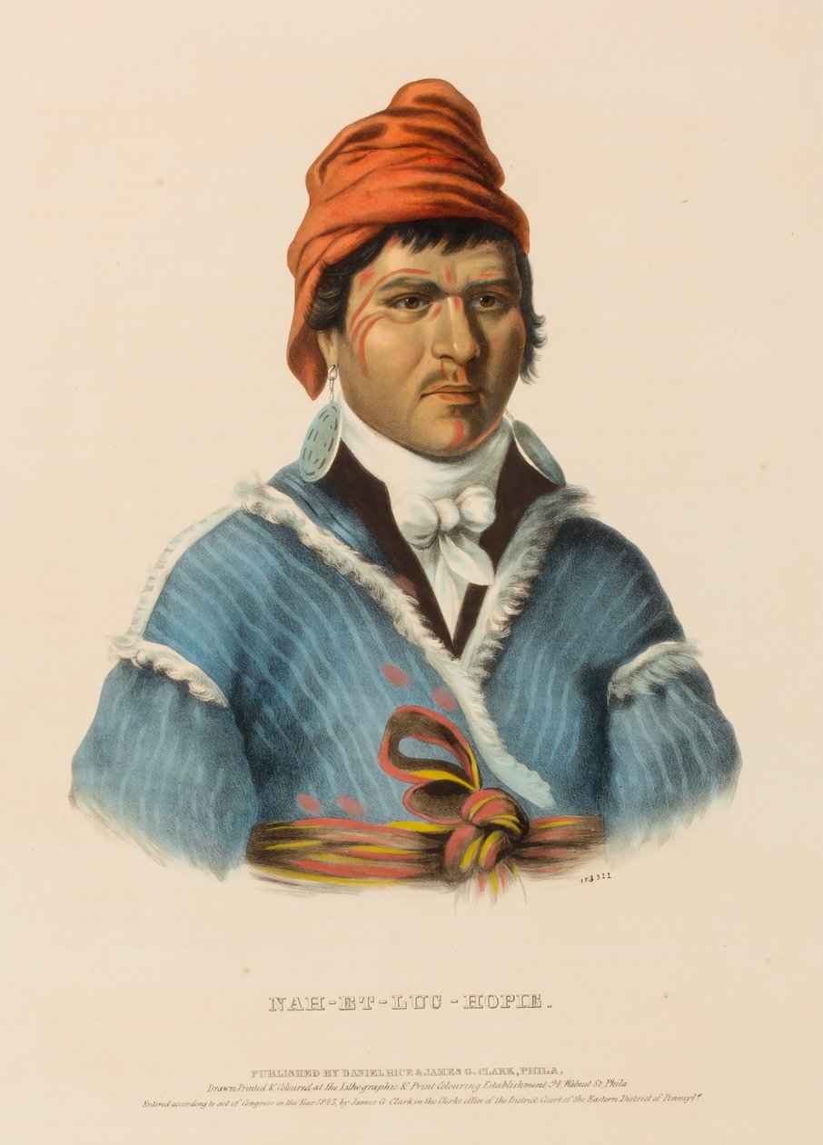 NAH-ET-LUC-HOPIE., az Észak-Amerika indián törzseinek története című könyvből. alkotó: Charles Bird King