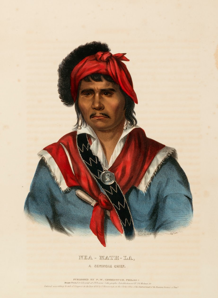 NEA-MATH-LA, A SEMINOLE CHIEF., az Észak-Amerika indián törzseinek történetéből alkotó: Charles Bird King