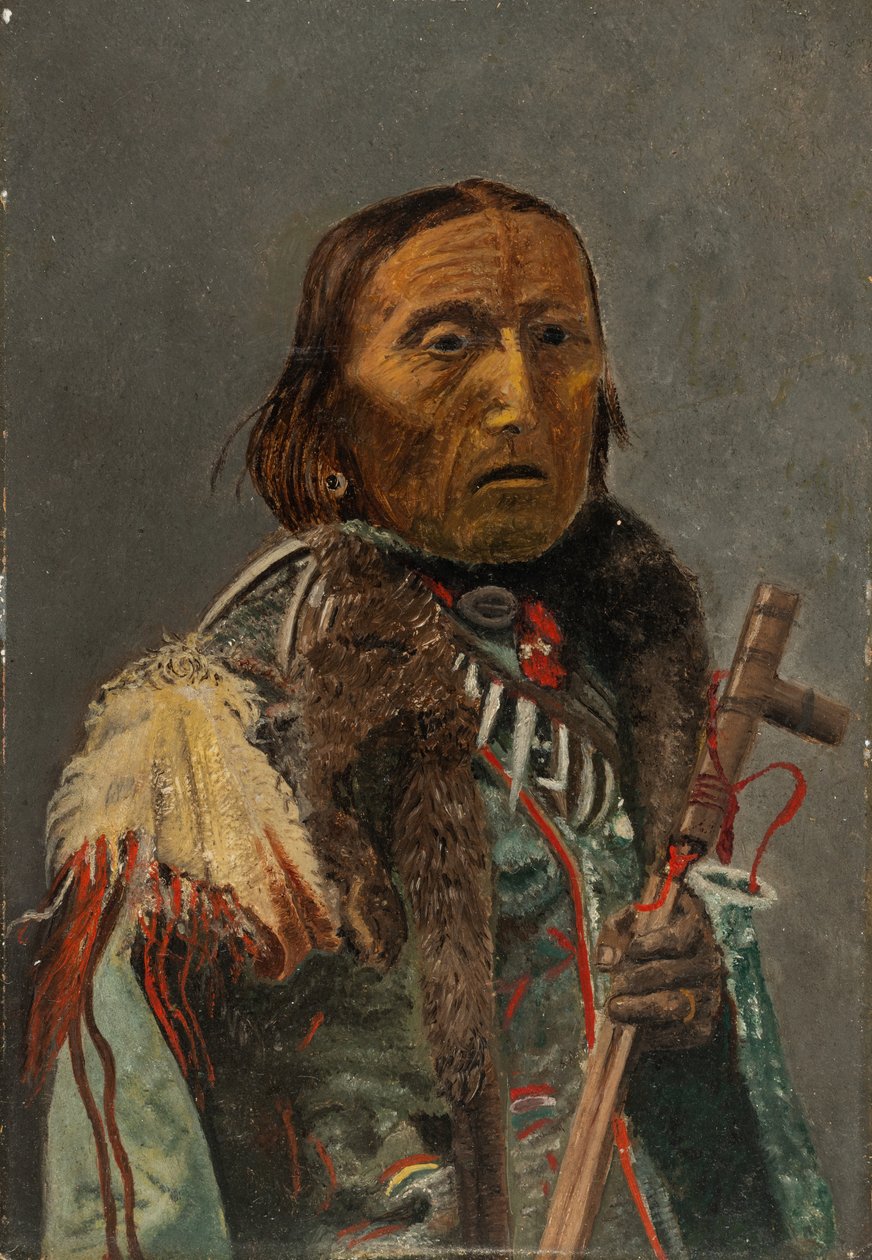 Native american with Peace Pipe (olaj, karton) alkotó: Charles Bird King