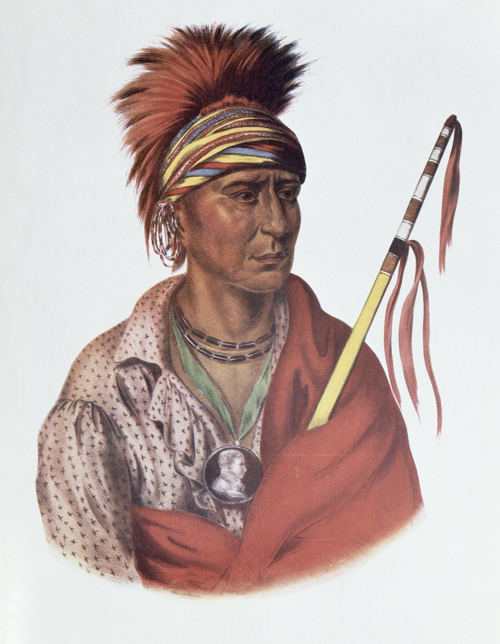 Notchimine or No Heart, egy iowai főnök, 1837, illusztráció: „The Indian Tribes of North America, Vol.2”, THomas L. McKenney és James Hall, pub. írta John Grant alkotó: Charles Bird King