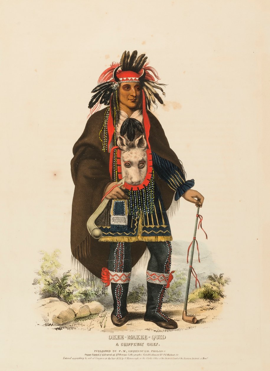 OKEE-MAKEE-QUID. A CHIPPEWAY CHIEF., az Észak-Amerika indián törzseinek története c. könyvből alkotó: Charles Bird King