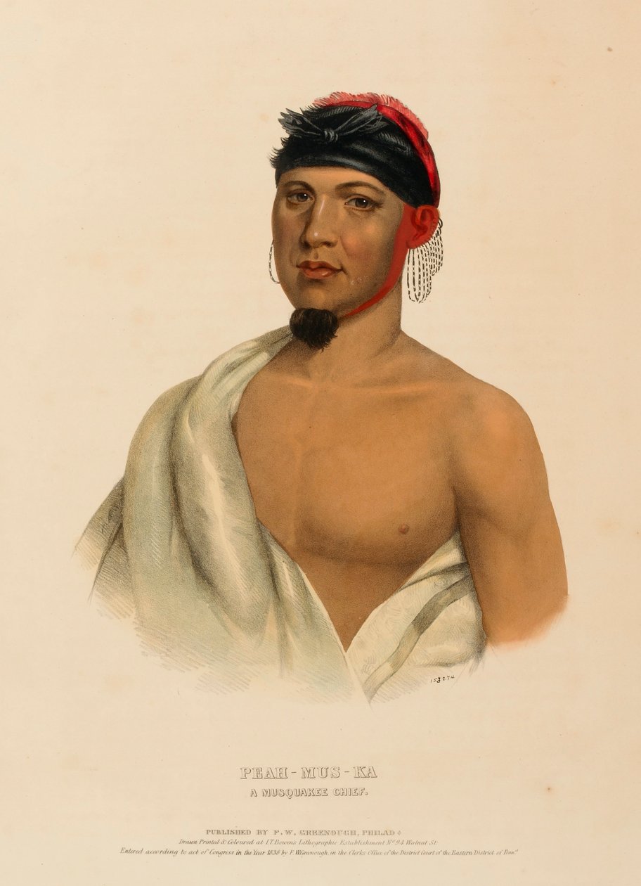 PEAH-MUS-KA. A MUSQUAKE CHIEF., az Észak-Amerika indián törzseinek története című könyvből. alkotó: Charles Bird King