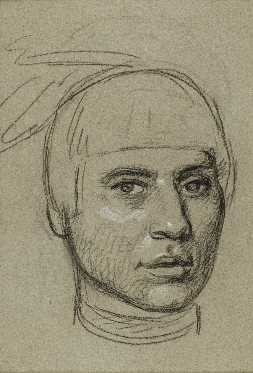 Vázlat No-Tin (Szél) – egy ojibwe vezető – portréjához alkotó: Charles Bird King