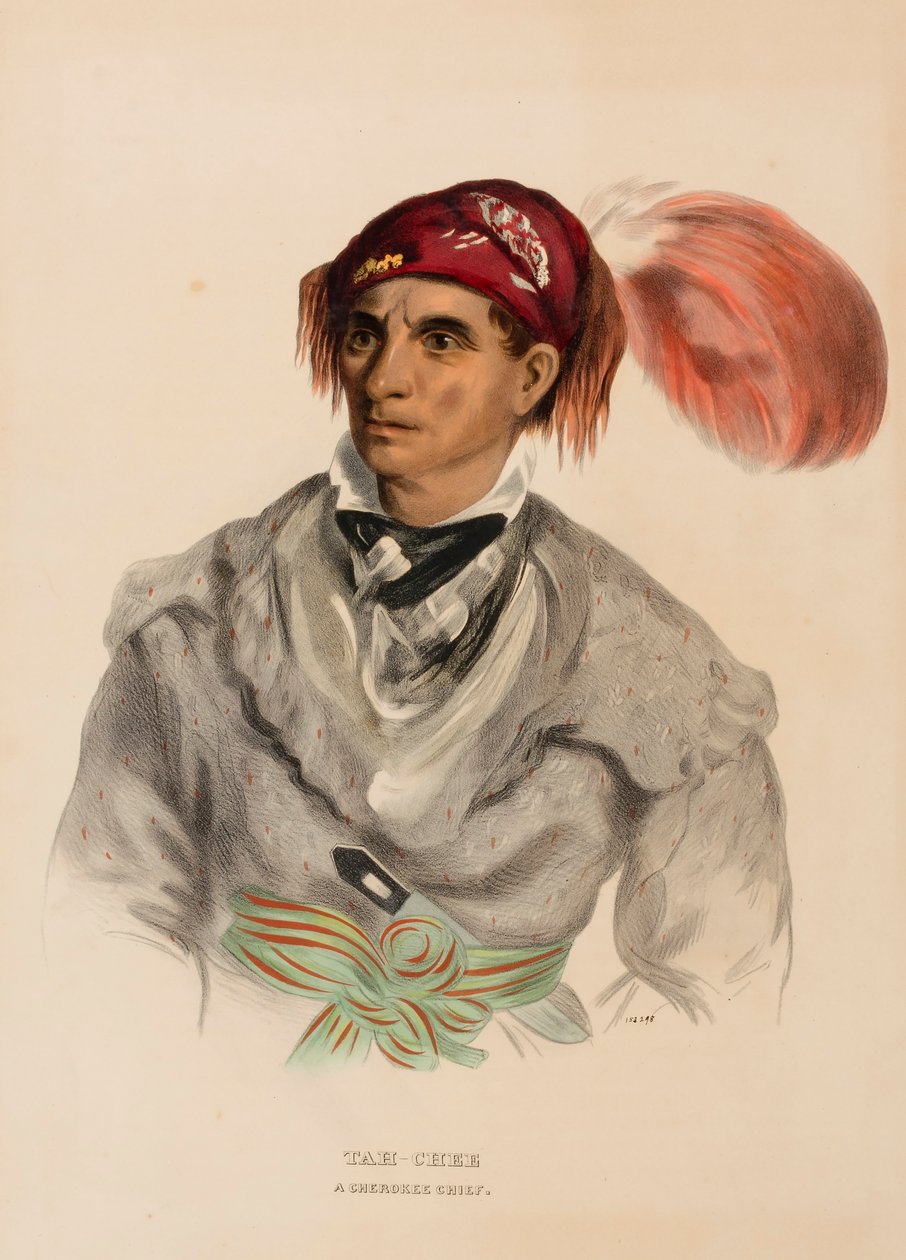 Tah-Chee (holland), egy cseroki törzsfőnök, az Észak-Amerika indián törzseinek története című könyvből. alkotó: Charles Bird King