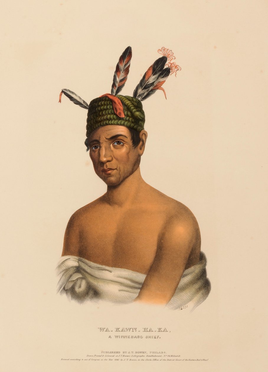 WA-KAWN-HA-KA, A WINNEBAGO CHIEF., az Észak-Amerika indián törzseinek története c. könyvből alkotó: Charles Bird King