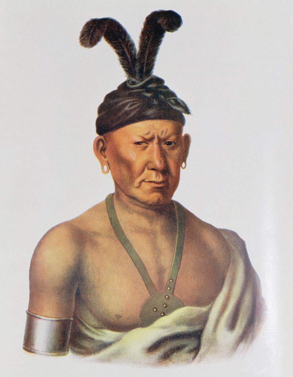 Wakechai vagy „Crouching Eagle”, Sauk főnök, illusztráció a „The Indian Tribes of North America, Vol.2”, Thomas L. McKenney és James Hall, pub. írta John Grant alkotó: Charles Bird King