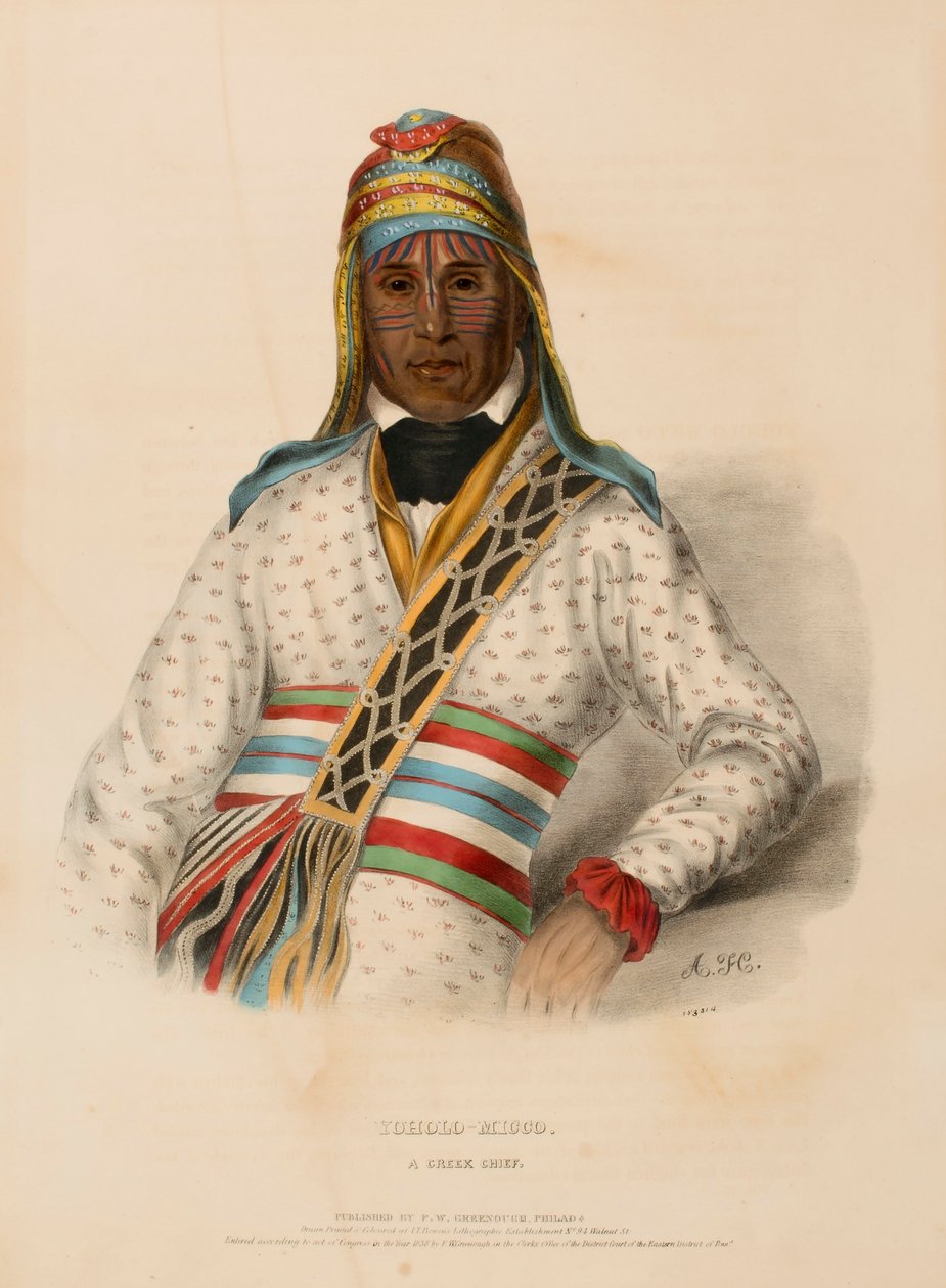 YOHOLO-MICCO. A CREEK CHIEF., az Észak-Amerika indián törzseinek története című kötetből. alkotó: Charles Bird King