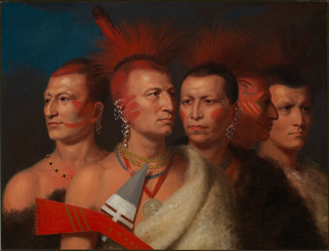 Fiatal Omahaw, War Eagle, Little Missouri és Pawnees, 1821. alkotó: Charles Bird King