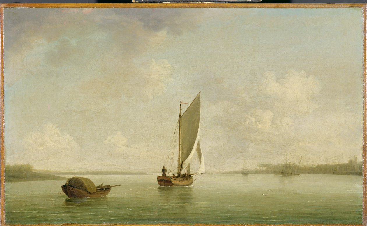 Smack Under Sail in the Light Breeze in a River, 1756-1759 körül (olaj, vászon) alkotó: Charles Brooking