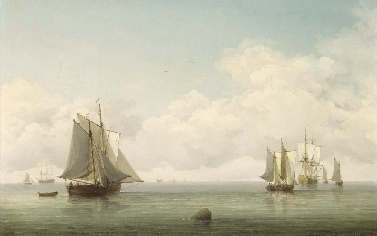 Halászcsónakok a nyugodt tengeren, 1745-59 körül (olaj, vászon) alkotó: Charles Brooking