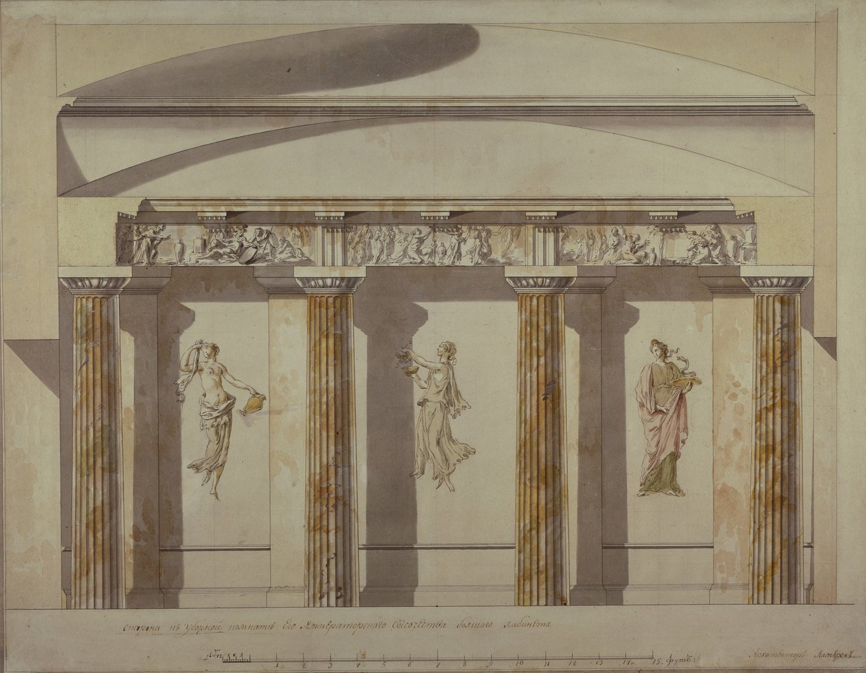 Tervezés a Pavlovszk-palota nagy szekrényéhez, 1780-as évek eleje alkotó: Charles Cameron