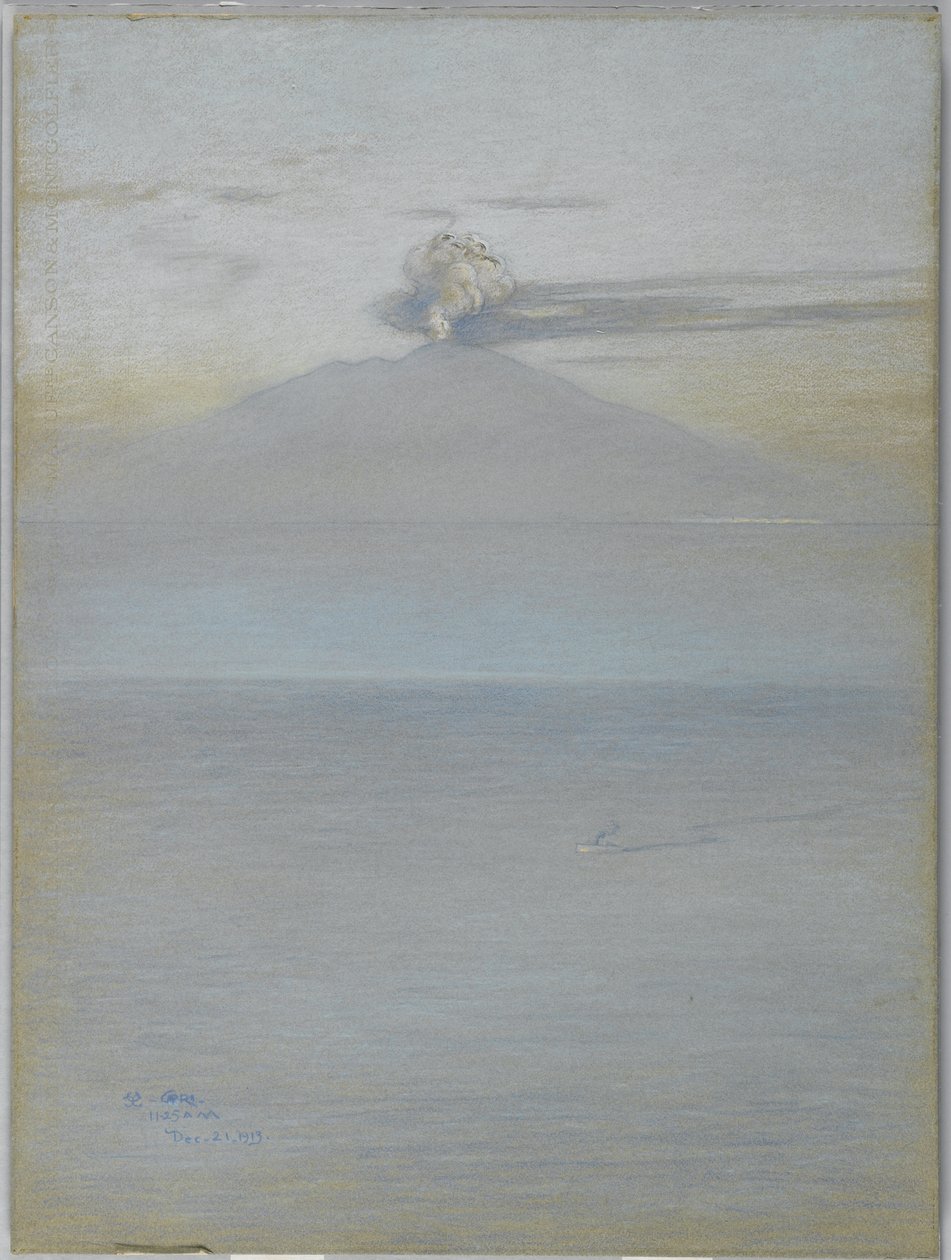 Vezúv képe: Hatás 1913. december 21. 11.25 (pasztell szürkéskék szőtt papíron) alkotó: Charles Caryl Coleman