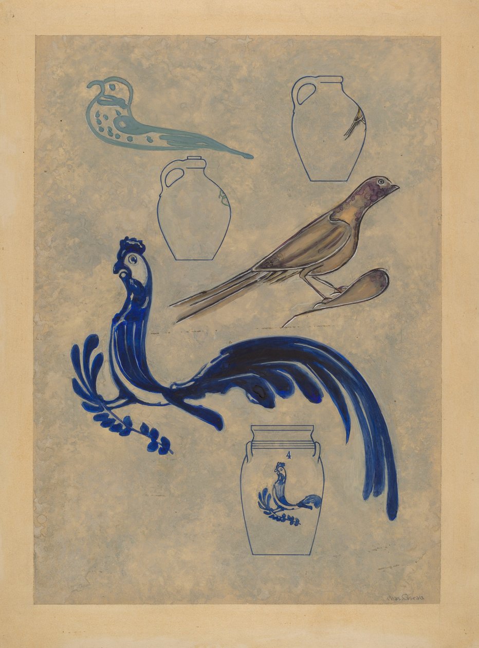 Madárdíszek kőedényeken, 19351942. alkotó: Charles Caseau