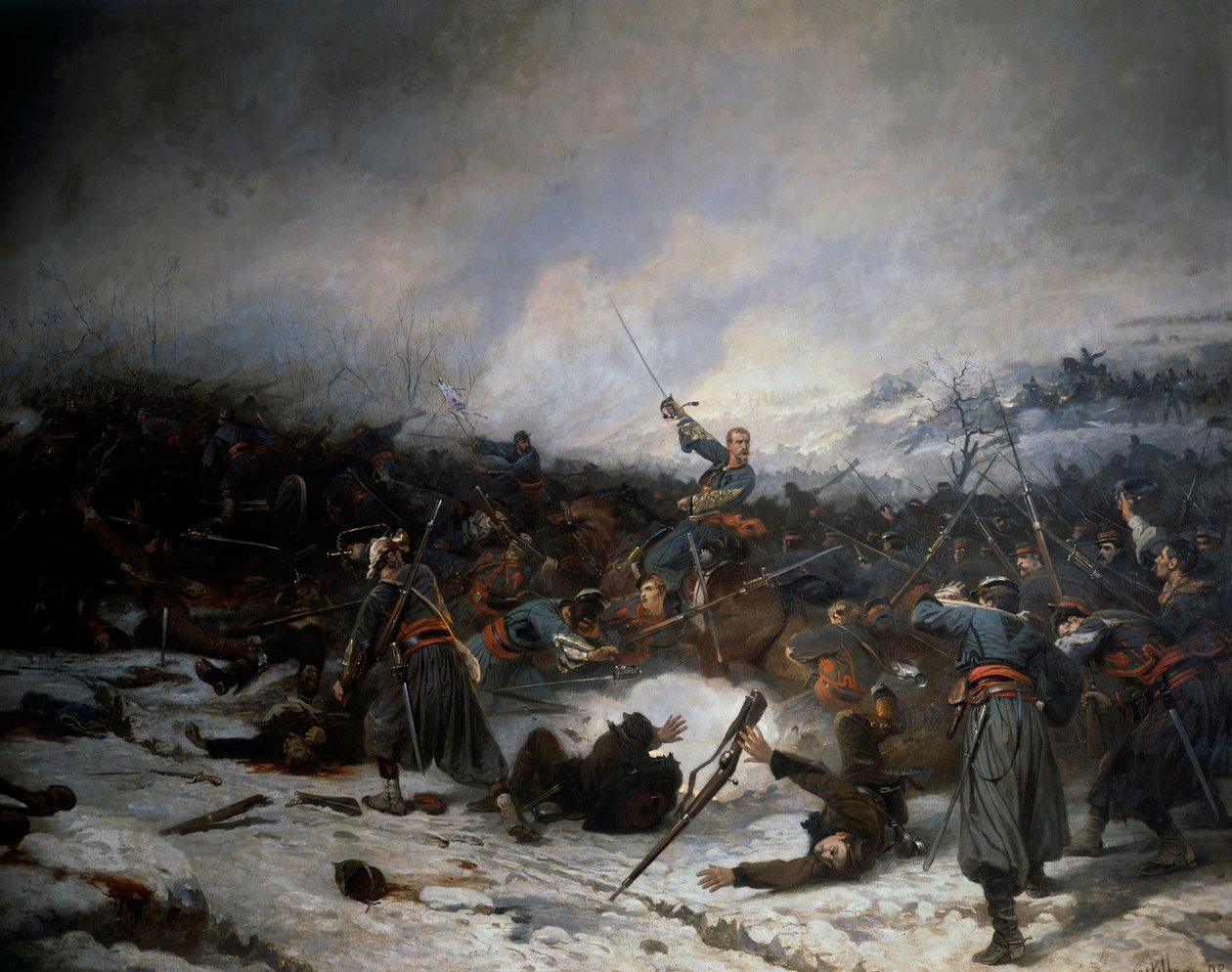 1870-es francia-porosz háború: "" A Laigny-i csata december 2-án alkotó: Charles Castellani