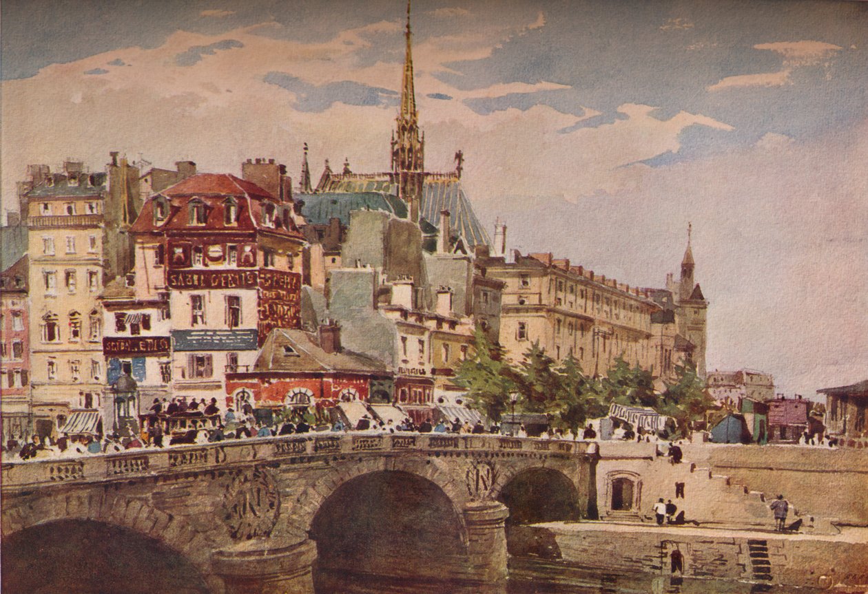 Párizs a Pont St Micheltől, 1846 alkotó: Charles Claude Pyne