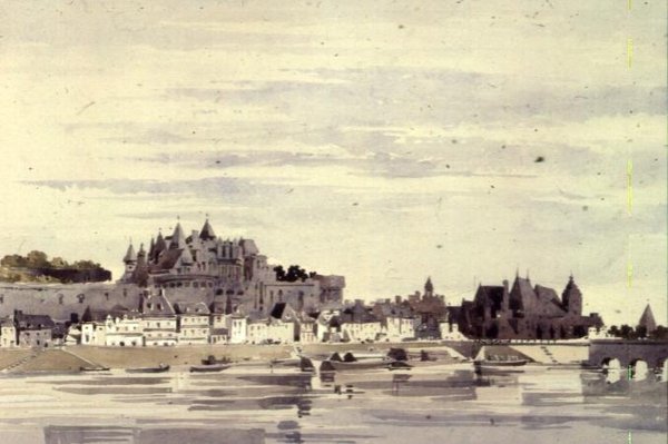 Kilátás Amboise-ra, Franciaország alkotó: Charles Claude Pyne