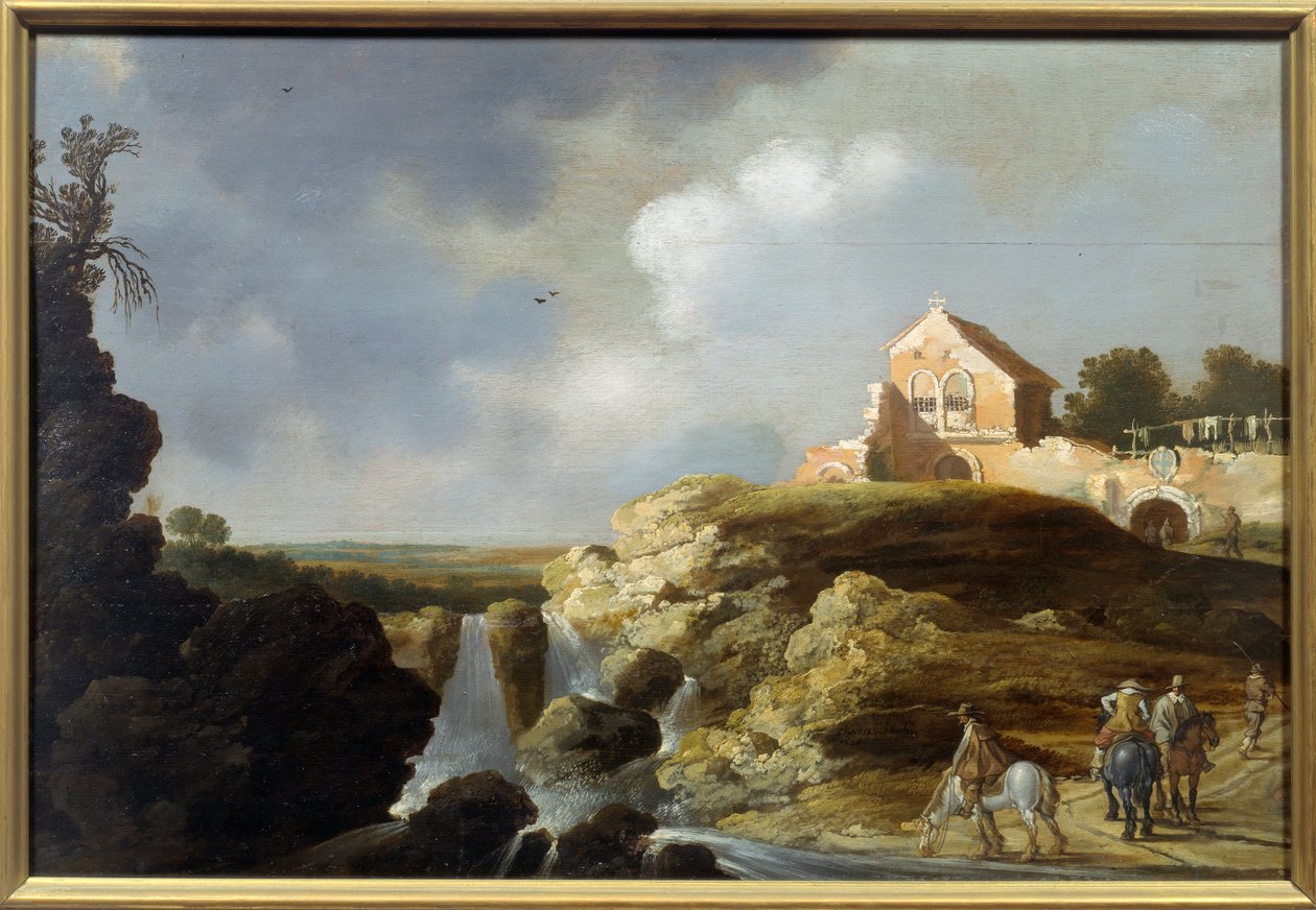 Olasz táj. Carel De Hooch festménye (? - 1638) alkotó: Charles Cornelisz de Hooch