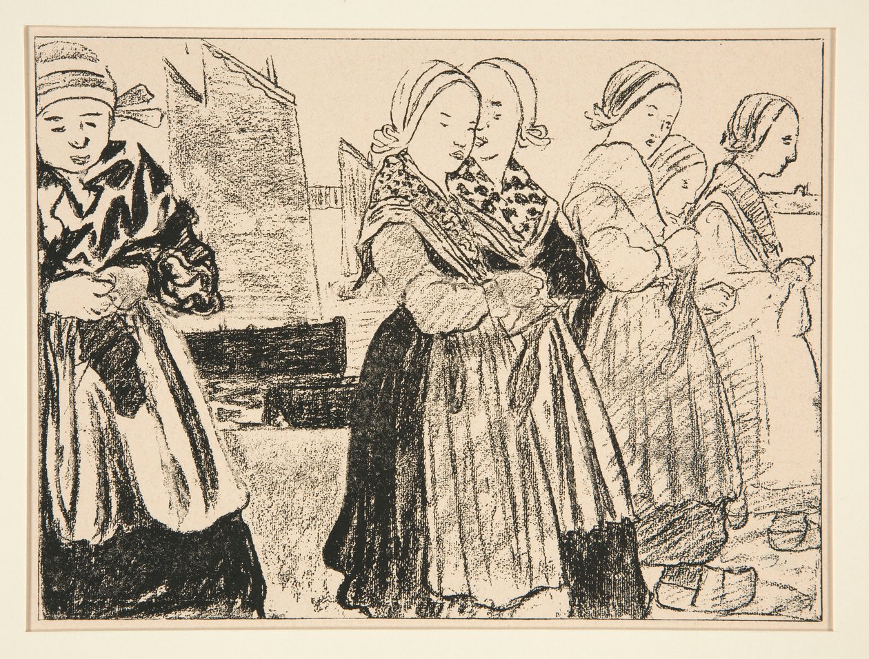 Breton Girls, vagy Breton Girls on the Quay, a La Revue Blanche 36. számában, 1894. október alkotó: Charles Cottet