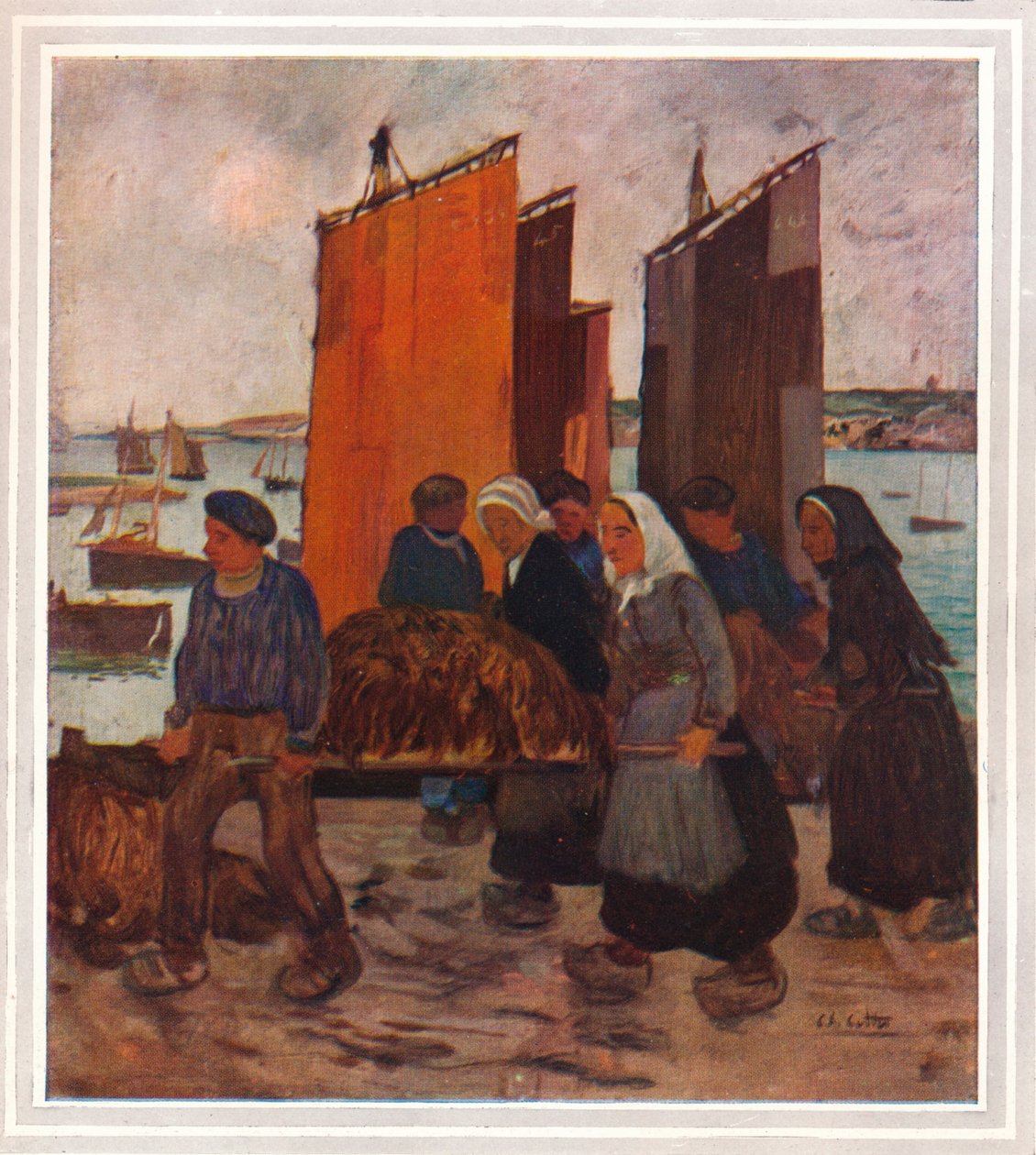 Breton halászok partraszállnak Le Goemonból, 1903 alkotó: Charles Cottet