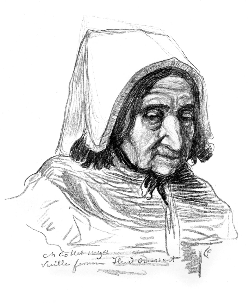 Tanulmány egy öregasszony fejéről, 1899. alkotó: Charles Cottet