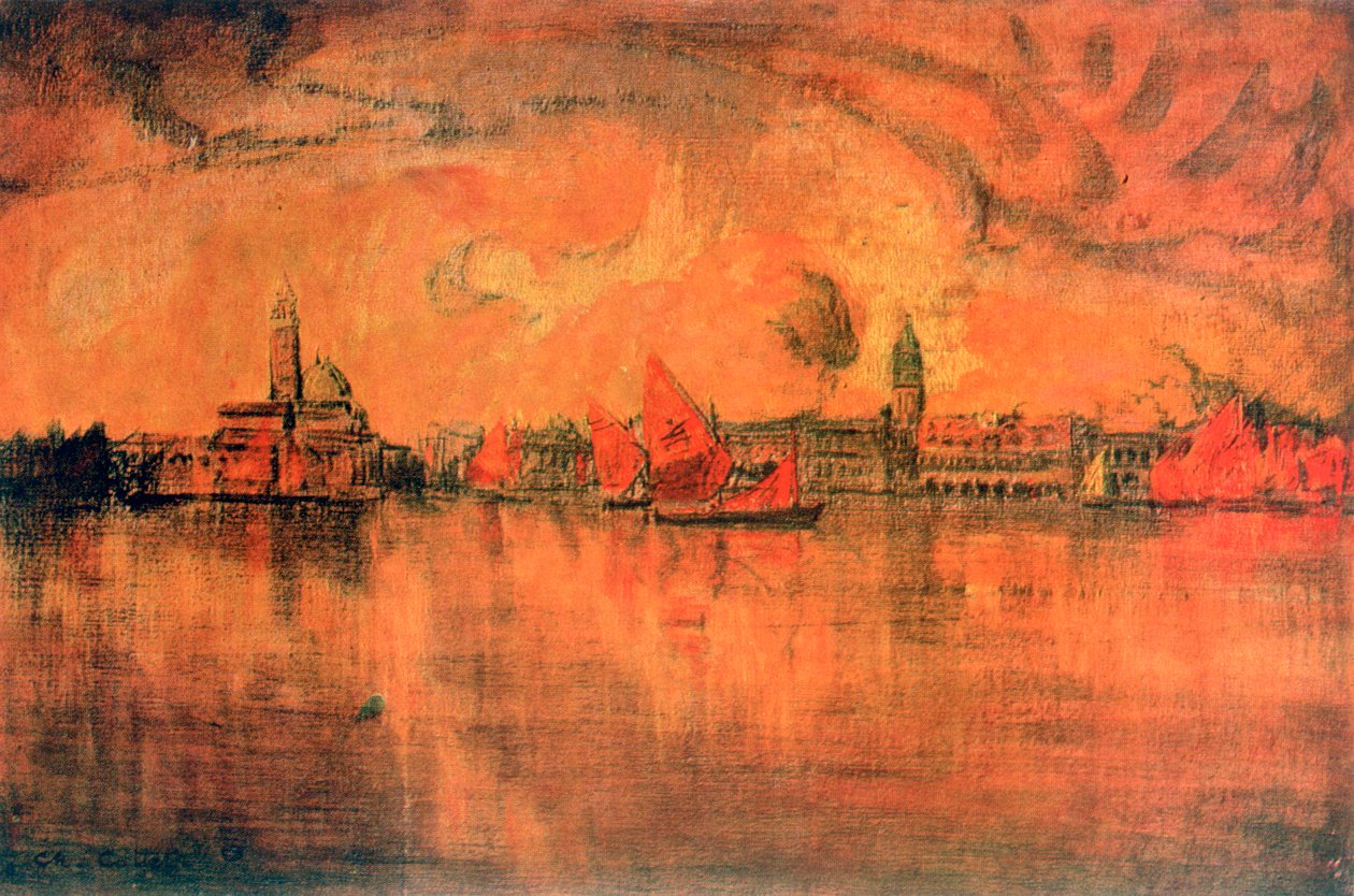 Kilátás Velencére a tengerről, 1896 alkotó: Charles Cottet