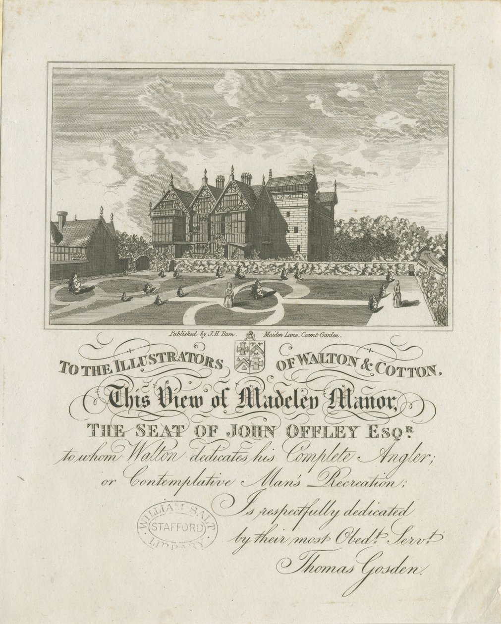 Madeley Manor House: metszet, nd [c 1686] (nyomtatás) alkotó: Charles Cotton