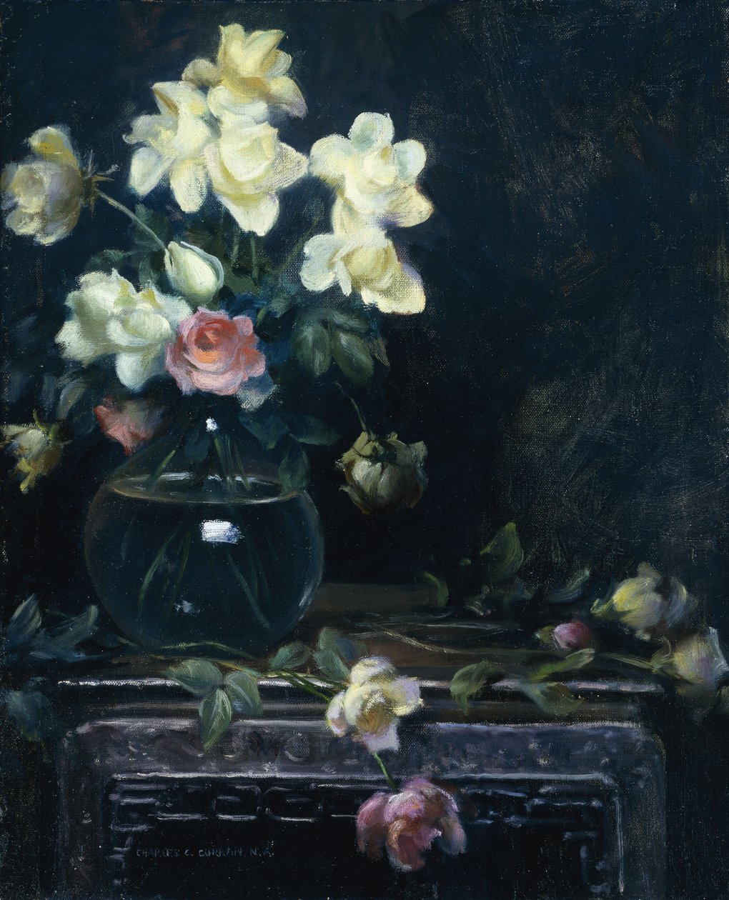 Rózsák üvegvázában alkotó: Charles Courtney Curran