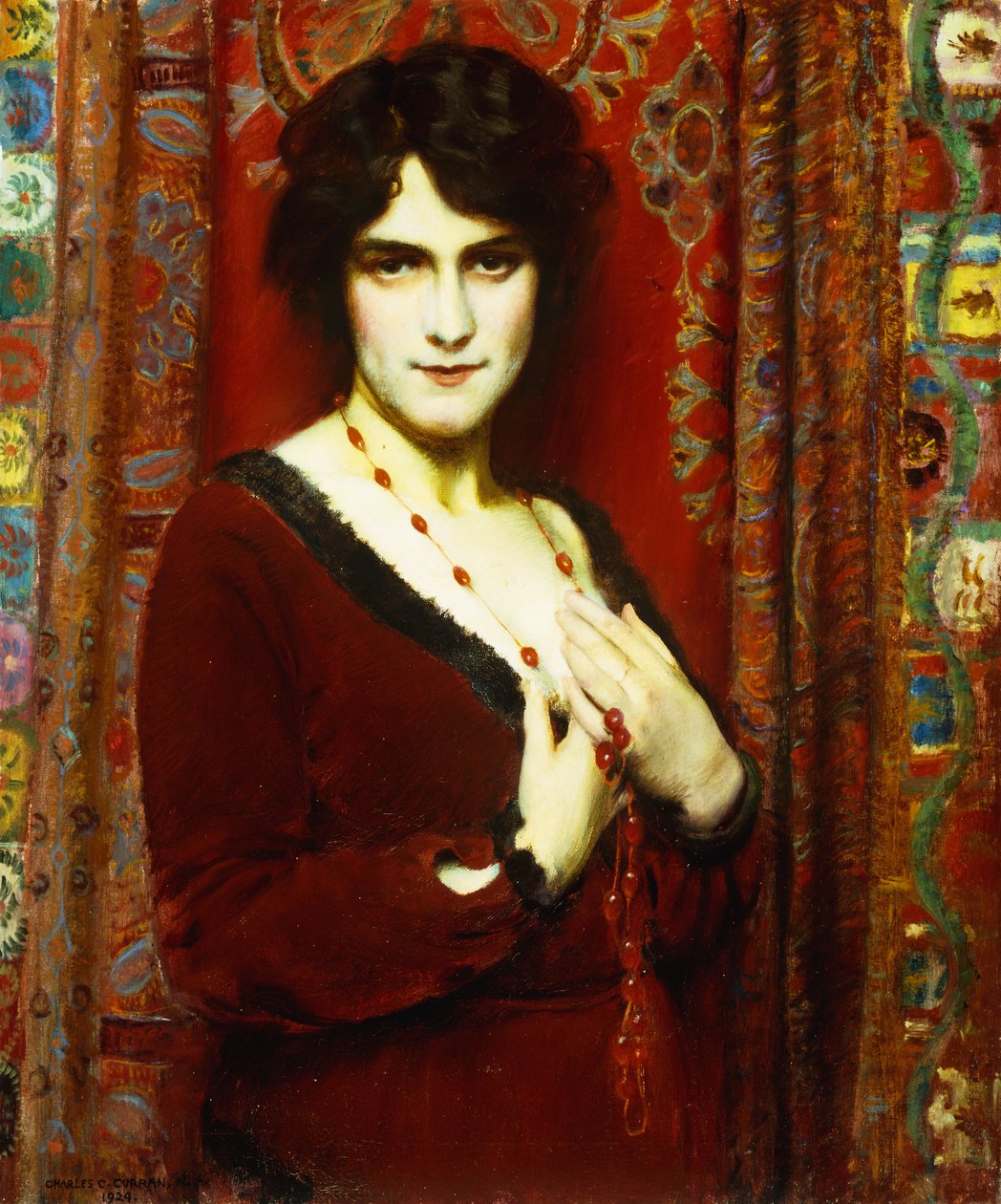 A Cornelian Necklace (R kisasszony portréja) alkotó: Charles Courtney Curran