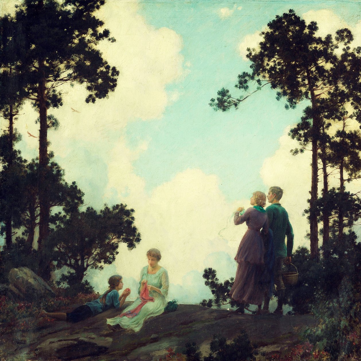 Fenyők alatt alkotó: Charles Courtney Curran