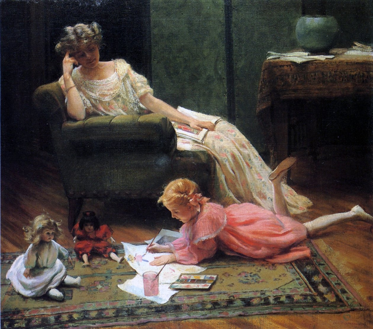 A gyermekjáték megtekintése, 1909 alkotó: Charles Courtney Curran