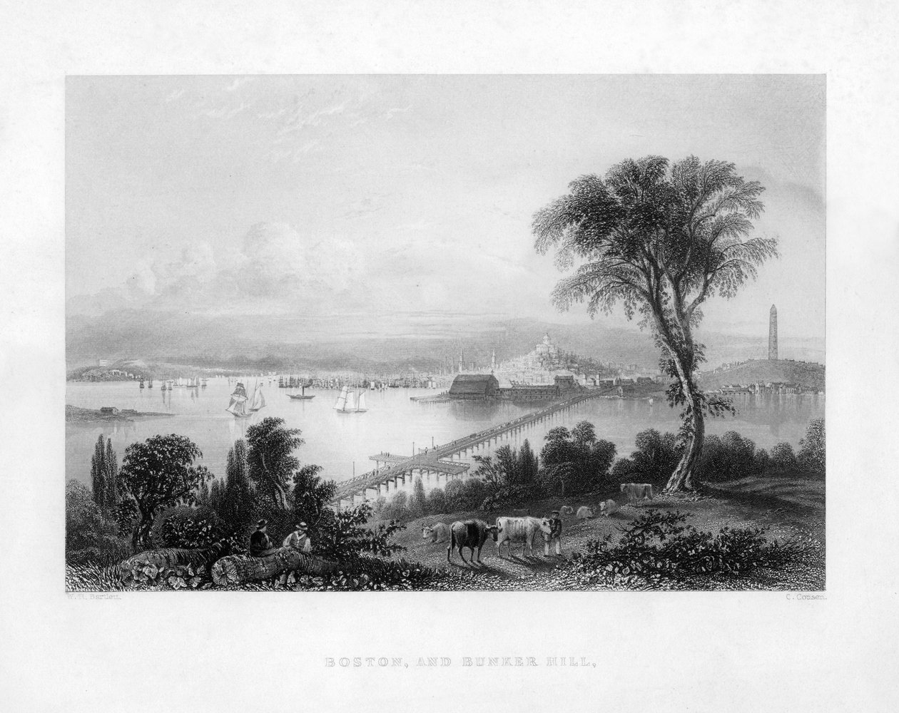 Boston és Bunker Hill, 1820 alkotó: Charles Cousen