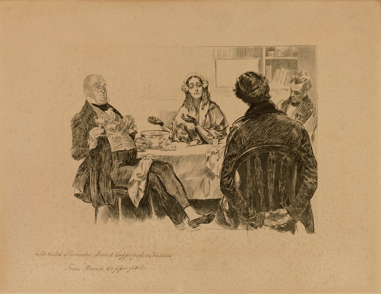 Mr. és Mrs. Micawber, David Copperfield és Traddles, a "David Copperfield"-ből. alkotó: Charles Dana Gibson