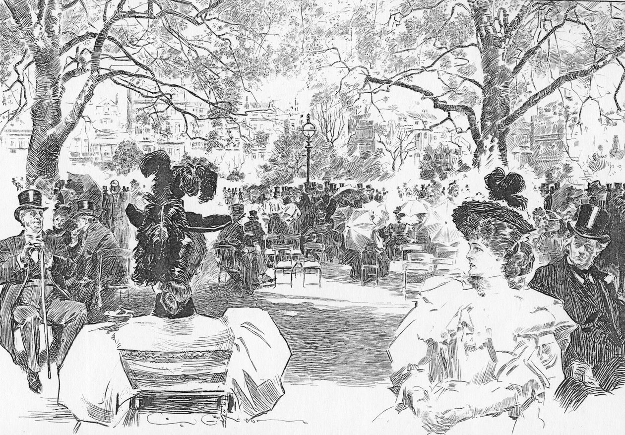 Vasárnap délután a Stanhope-kapu közelében, 1897 körül (litho) alkotó: Charles Dana Gibson