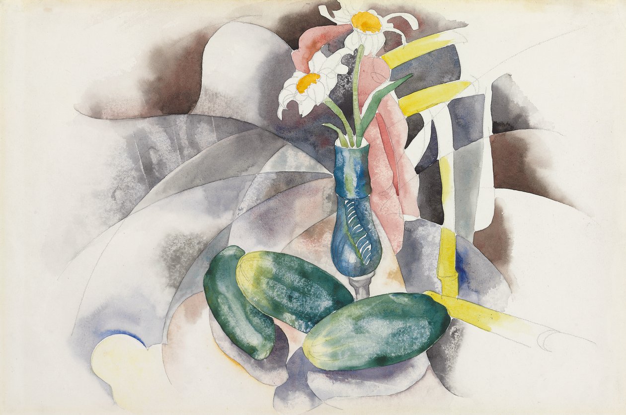 Virágok és uborkák, 1924 körül (akvarell és ceruza papíron) alkotó: Charles Demuth