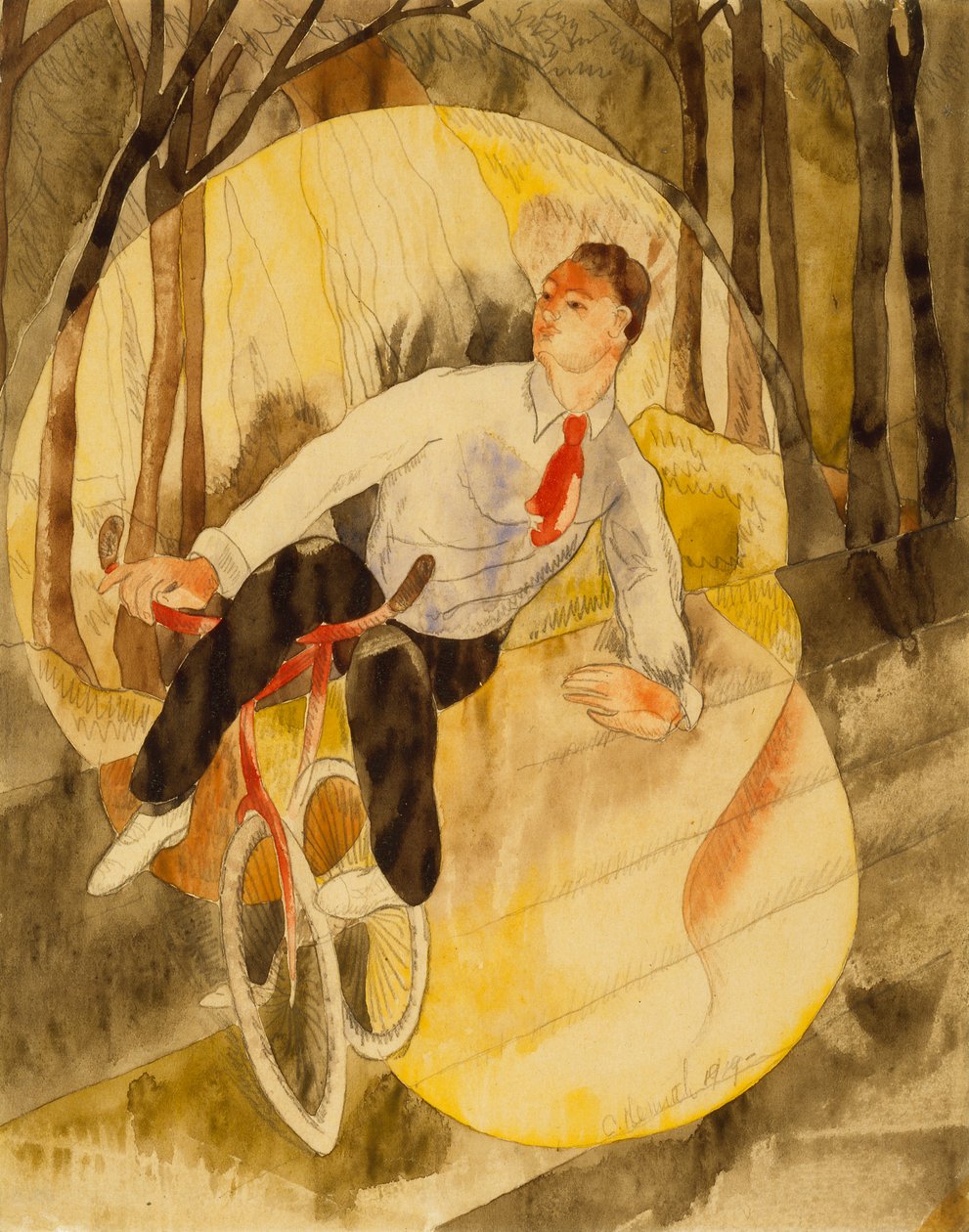 Vaudeville-ben: Bicycle Rider (c/c és ceruza fehér papíron) alkotó: Charles Demuth
